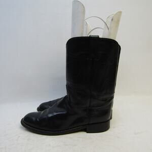 TONY LAMA Womens Size 9.5 C Wide Width Black Leather Cowboy Western Roper Boots